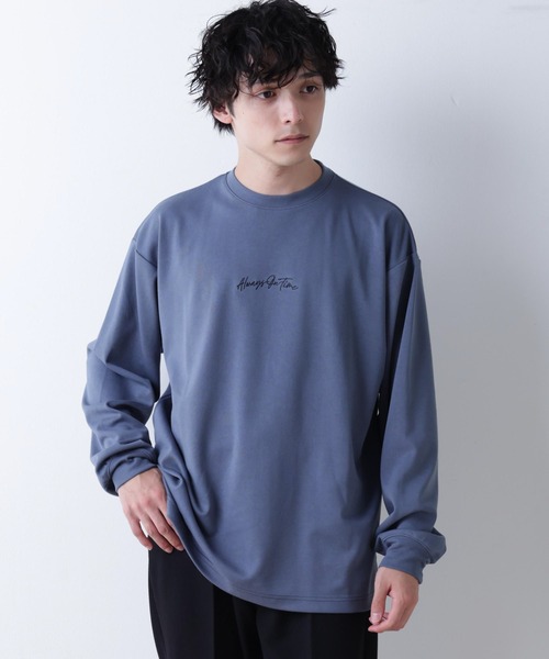 WEGO（ウィゴー）の「WEGO/シンプルロゴ刺繍ロンT（Tシャツ/カットソー・メンズ・ホワイト/ブルー/ダークグレー・MEDIUM/LARGE）」の3枚目の写真