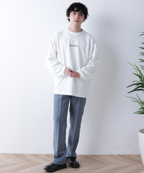 WEGO（ウィゴー）の「WEGO/シンプルロゴ刺繍ロンT（Tシャツ/カットソー・メンズ・ホワイト/ブルー/ダークグレー・MEDIUM/LARGE）」の7枚目の写真