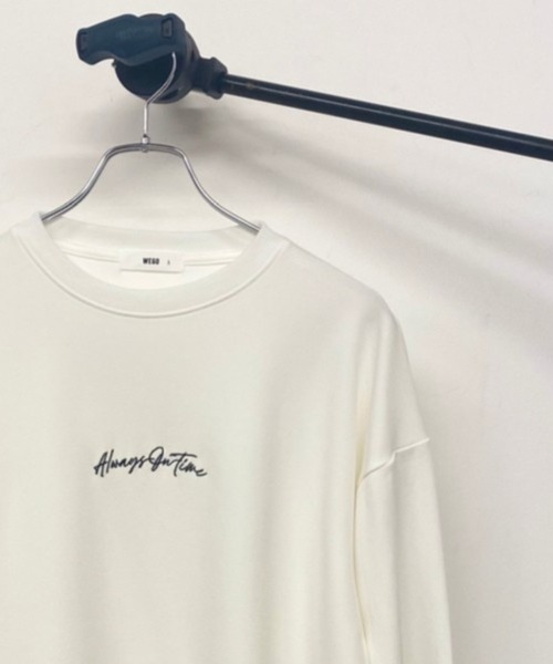 WEGO（ウィゴー）の「WEGO/シンプルロゴ刺繍ロンT（Tシャツ/カットソー・メンズ・ホワイト/ブルー/ダークグレー・MEDIUM/LARGE）」の6枚目の写真