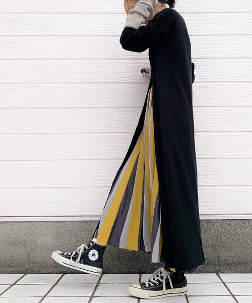 Q（キュー）の「カーブスリット チュニック（チュニック・レディース・ブラック/グレイッシュベージュ・MEDIUM）」の6枚目の写真