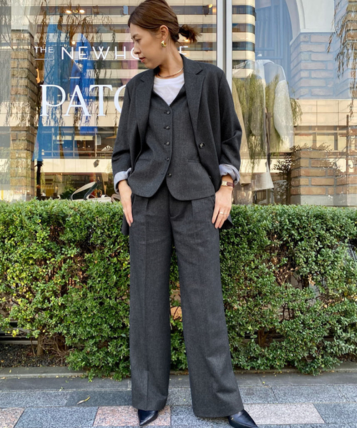 journal standard L'essage（ジャーナルスタンダードレサージュ）の「ツイードジャケット（テーラードジャケット・レディース・チャコールグレー/ブラウン・FREE）」の3枚目の写真