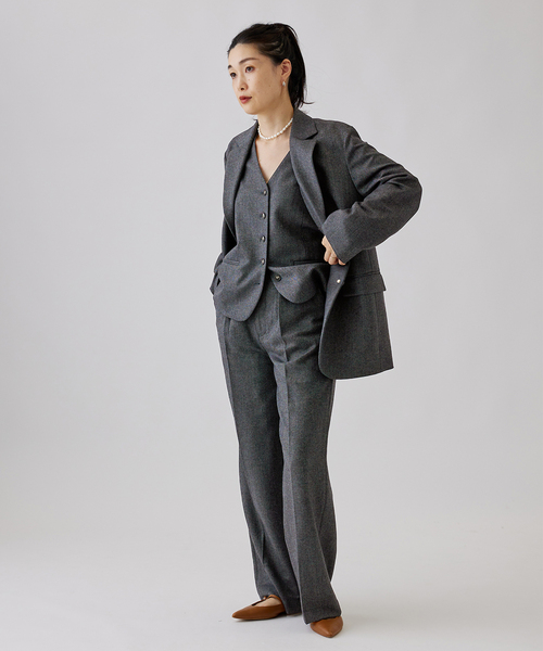 journal standard L'essage（ジャーナルスタンダードレサージュ）の「ツイードジャケット（テーラードジャケット・レディース・チャコールグレー/ブラウン・FREE）」の4枚目の写真