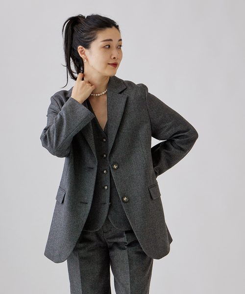 journal standard L'essage（ジャーナルスタンダードレサージュ）の「ツイードジャケット（テーラードジャケット・レディース・チャコールグレー/ブラウン・FREE）」の9枚目の写真