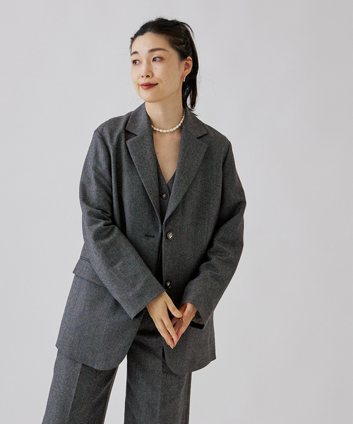 journal standard L'essage（ジャーナルスタンダードレサージュ）の「ツイードジャケット（テーラードジャケット・レディース・チャコールグレー/ブラウン・FREE）」の10枚目の写真