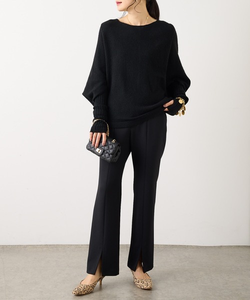 OUVRAGE CLASSE（ウヴラージュクラス）の「センターシームスリットパンツ（その他パンツ・レディース・モカ/ブラック・FREE）」の4枚目の写真