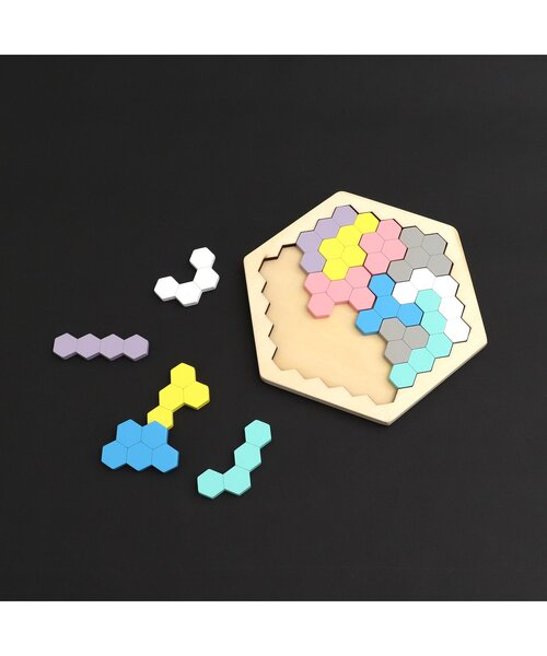 puzzle56 パズル 木製！ひらめき 図形パズル HEXAGON PUZZLE（ヘ（おもちゃ