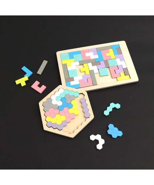 木製！ひらめき 図形パズル HEXAGON PUZZLE（ヘ（おもちゃ