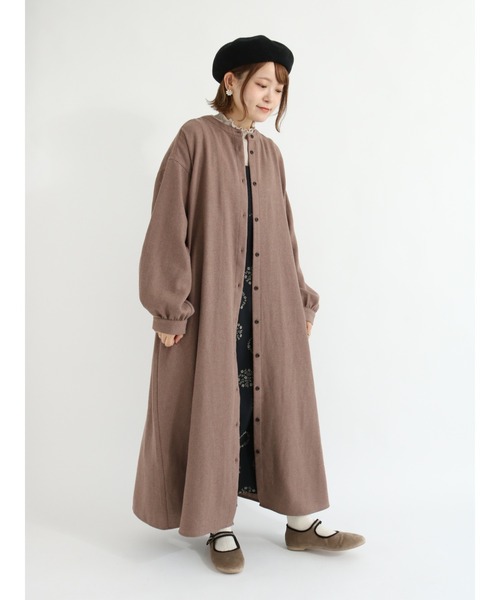 Samansa Mos2（サマンサ モスモス）の「バンドカラーシャツワンピース（シャツワンピース・レディース・ブラック/ベージュ/グリーン/モカ・ﾌﾘ-）」の6枚目の写真