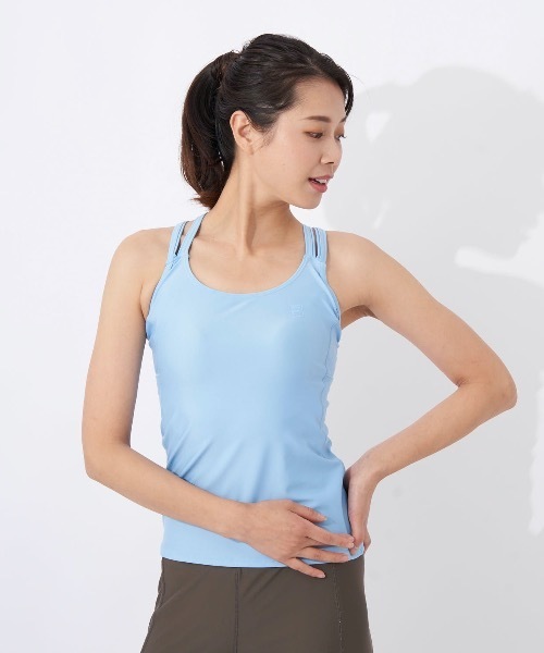 FILA（フィラ）の「【FILA:フィラ】レディース ヨガキャミソール　カップ付きキャミソール　水着　水陸両用（キャミソール・レディース・ブラック/ネイビー/サックスブルー/ピンク/イエロー/グリーン/ライトピンク・SMALL/MEDIUM/LARGE/X-LARGE）」の5枚目の写真