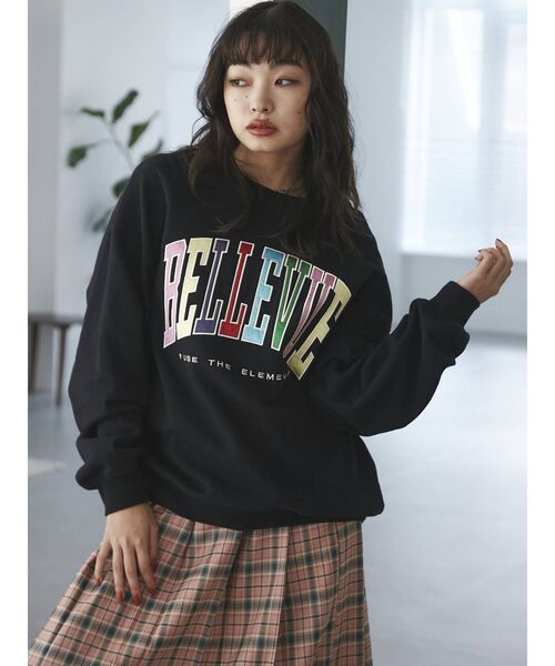 jouetie(ジュエティ)の「サテンロゴBIGプルオーバー【スウェット】(スウェット・レディース・ブルー/オフホワイト/ブラック・MEDIUM)」の12枚目の写真