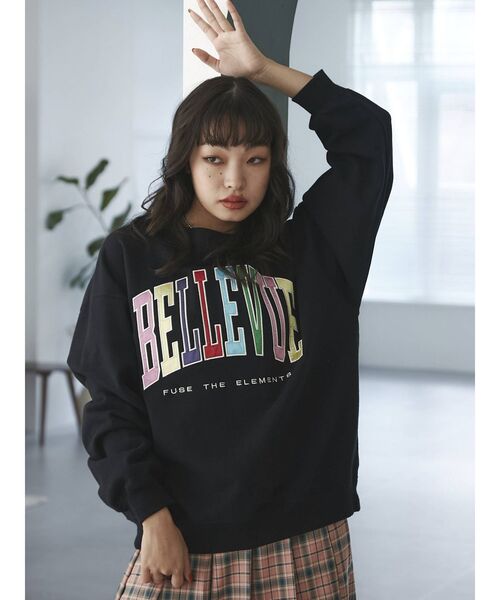 jouetie(ジュエティ)の「サテンロゴBIGプルオーバー【スウェット】(スウェット・レディース・ブルー/オフホワイト/ブラック・MEDIUM)」の14枚目の写真