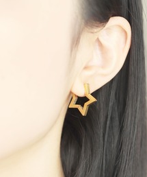 金属アレルギー対応 10種展開/ステンレスモチーフフープピアス