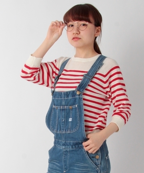 THE EMPORIUM(ジエンポリアム)の「綿麻ボーダーニットソー(ニット/セーター・レディース・グリーン/レッド/ブルー/ブラック・38/40)」の1枚目の写真