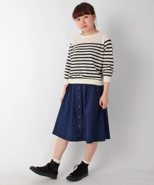 THE EMPORIUM(ジエンポリアム)の「綿麻ボーダーニットソー(ニット/セーター・レディース・グリーン/レッド/ブルー/ブラック・38/40)」の5枚目の写真