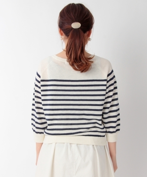 THE EMPORIUM(ジエンポリアム)の「綿麻ボーダーニットソー(ニット/セーター・レディース・グリーン/レッド/ブルー/ブラック・38/40)」の12枚目の写真