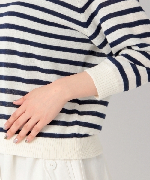 THE EMPORIUM(ジエンポリアム)の「綿麻ボーダーニットソー(ニット/セーター・レディース・グリーン/レッド/ブルー/ブラック・38/40)」の6枚目の写真