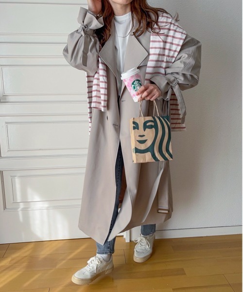 EPIMI E'PIMMY（エピミエピミー）の「くすみカラーロングトレンチコート（トレンチコート・レディース・グレイッシュベージュ/シルバーグレー/ベージュ/ミント・MEDIUM）」の5枚目の写真