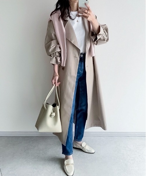 EPIMI E'PIMMY（エピミエピミー）の「くすみカラーロングトレンチコート（トレンチコート・レディース・グレイッシュベージュ/シルバーグレー/ベージュ/ミント・MEDIUM）」の10枚目の写真