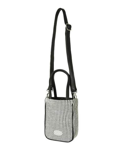 X-girl(エックスガール)の「STRIPED 2WAY MINI SHOULDER BAG(ショルダーバッグ・レディース・ブラック/グリーン/ホワイト・ONE SIZE)」の1枚目の写真