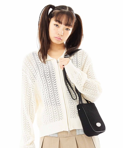X-girl(エックスガール)の「STRIPED 2WAY MINI SHOULDER BAG(ショルダーバッグ・レディース・ブラック/グリーン/ホワイト・ONE SIZE)」の4枚目の写真
