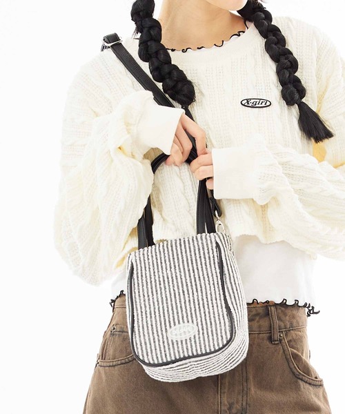 X-girl(エックスガール)の「STRIPED 2WAY MINI SHOULDER BAG(ショルダーバッグ・レディース・ブラック/グリーン/ホワイト・ONE SIZE)」の10枚目の写真