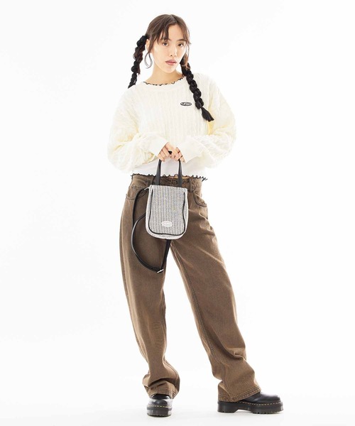 X-girl(エックスガール)の「STRIPED 2WAY MINI SHOULDER BAG(ショルダーバッグ・レディース・ブラック/グリーン/ホワイト・ONE SIZE)」の8枚目の写真