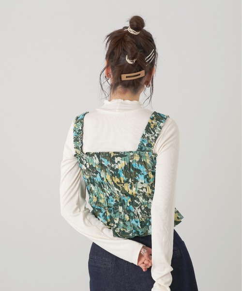 N.（N. Natural Beauty Basic）（エヌエヌナチュラルビューティーベーシック）の「◆ＬＩＢＥＲＴＹ　ビスチェ（ベスト・レディース・ピンク/グリーン・MEDIUM）」の5枚目の写真