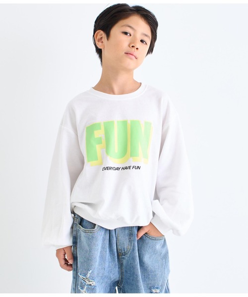 ANAP kids（アナップキッズ）の「ミニ裏毛プリントトレーナー（スウェット・キッズ・ホワイト/ピンク/ラベンダー・120cm/110cm/130cm）」の2枚目の写真