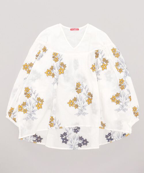 チャイハネ（チャイハネ）の「【チャイハネ】花刺繍トップス（その他トップス・レディース・ホワイト/オレンジ/ブラック・FREE）」の6枚目の写真