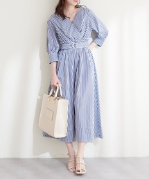 Dかんベルト付きカシュクールワンピース