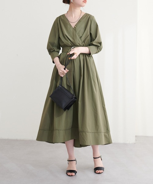 natural couture(ナチュラルクチュール)の「Dかんベルト付きカシュクールワンピース(ワンピース・レディース・ネイビー/カーキ/ベージュ/ストライプ/その他1/パープル・FREE)」の14枚目の写真