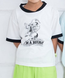 MAKE YOUR DAY | ナポレオン柄リンガー半袖Tシャツ■80～140cm(Tシャツ/カットソー)