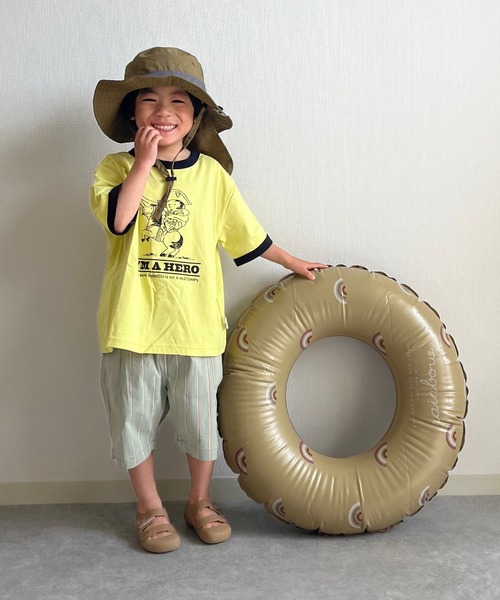 MAKE YOUR DAY(メイクユアデイ)の「ナポレオン柄リンガー半袖Tシャツ■80~140cm(Tシャツ/カットソー・キッズ・イエロー/オフホワイト・80/90/100/110/120/130/140)」の6枚目の写真