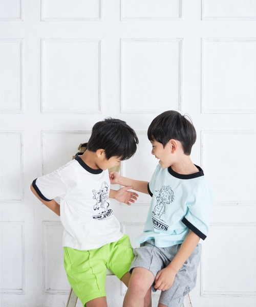 MAKE YOUR DAY(メイクユアデイ)の「ナポレオン柄リンガー半袖Tシャツ■80~140cm(Tシャツ/カットソー・キッズ・イエロー/オフホワイト・80/90/100/110/120/130/140)」の3枚目の写真