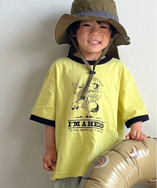 MAKE YOUR DAY(メイクユアデイ)の「ナポレオン柄リンガー半袖Tシャツ■80~140cm(Tシャツ/カットソー・キッズ・イエロー/オフホワイト・80/90/100/110/120/130/140)」の17枚目の写真