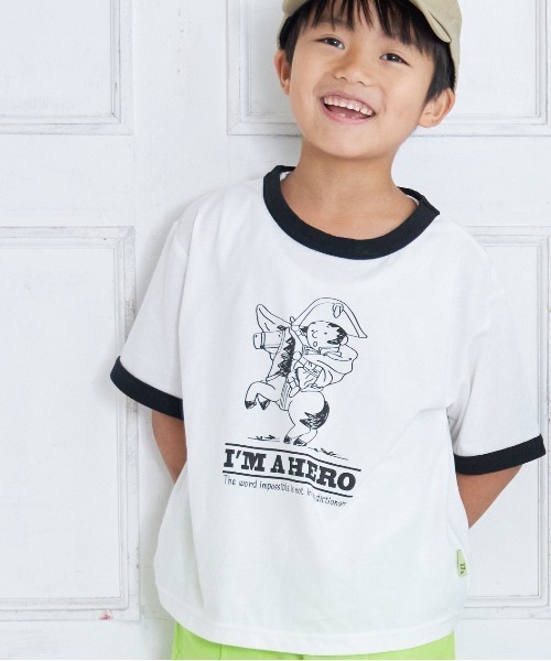 MAKE YOUR DAY(メイクユアデイ)の「ナポレオン柄リンガー半袖Tシャツ■80~140cm(Tシャツ/カットソー・キッズ・イエロー/オフホワイト・80/90/100/110/120/130/140)」の16枚目の写真