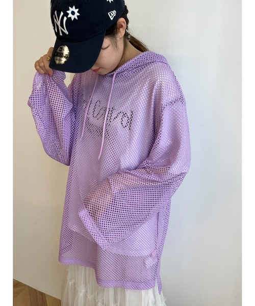 WC(ダブル シー)の「メッシュビッグパーカー(Tシャツ/カットソー・レディース・ブラック/ライトパープル/ピンク/ホワイト・FREE)」の3枚目の写真