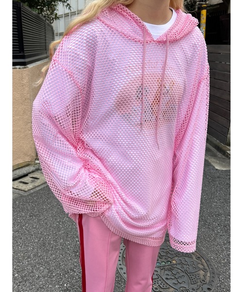 WC(ダブル シー)の「メッシュビッグパーカー(Tシャツ/カットソー・レディース・ブラック/ライトパープル/ピンク/ホワイト・FREE)」の4枚目の写真