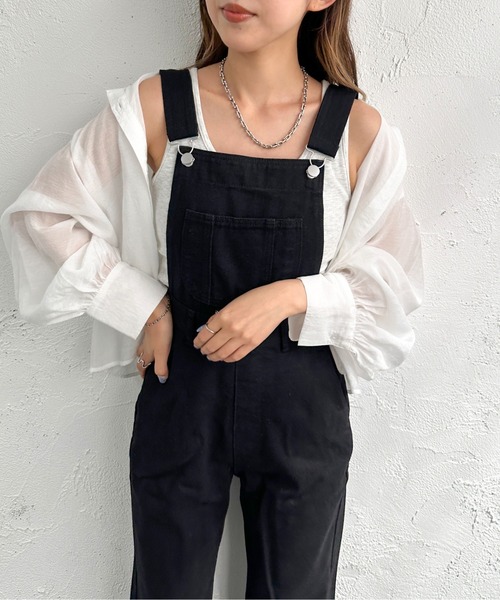 apres jour mignon（アプレジュールミニョン）の「デニムサロペット【ZOZOTOWN限定アイテム】（サロペット/オーバーオール・レディース・アイボリー/ブラック/ダークブルー・SMALL/LARGE/MEDIUM/X-LARGE）」の13枚目の写真