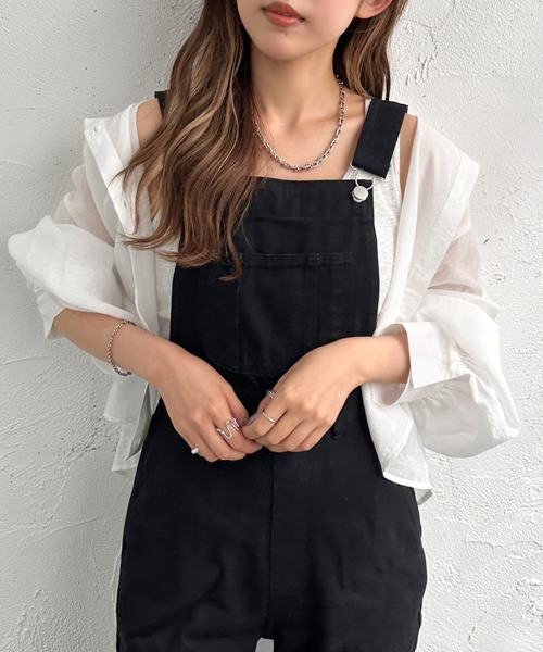 apres jour mignon（アプレジュールミニョン）の「デニムサロペット【ZOZOTOWN限定アイテム】（サロペット/オーバーオール・レディース・アイボリー/ブラック/ダークブルー・SMALL/LARGE/MEDIUM/X-LARGE）」の14枚目の写真