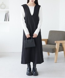 ECRIRE | 深Vネックジャンスカ(ジャンパースカート)