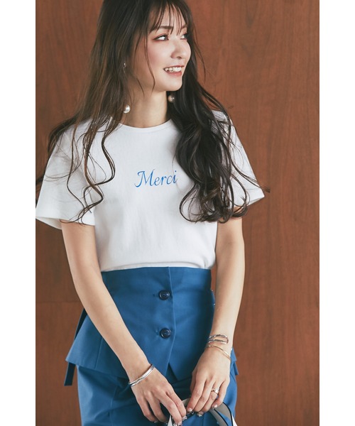 &. NOSTALGIA（アンドドットノスタルジア）の「メルシーTシャツ（Tシャツ/カットソー・レディース・ブルー/レッド/ネイビー・FREE）」の3枚目の写真