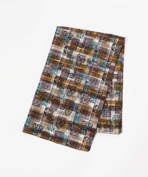 BEAMS PLUS（ビームスプラス）の「BEAMS PLUS / インディアン マドラスチェック ブロックプリント  ストール（ストール/ショール・メンズ・イエロー/グリーン・ONE SIZE）」の3枚目の写真