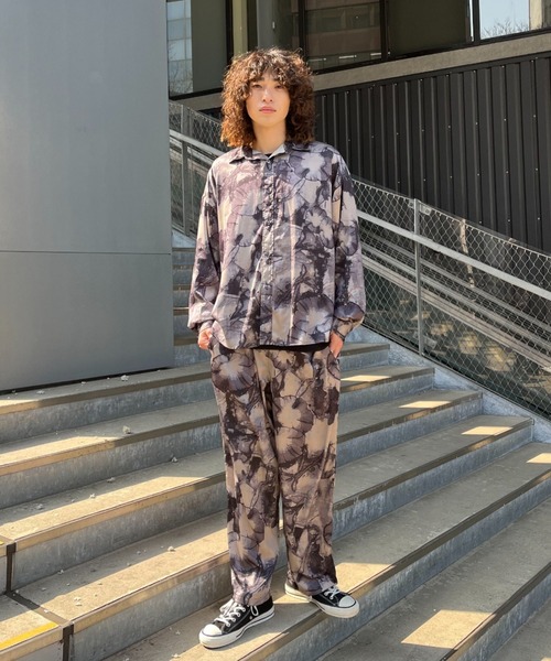 CIAOPANIC（チャオパニック）の「総柄レギュラーカラーシャツ（シャツ/ブラウス・レディース・グレー/ブルー・FREE）」の3枚目の写真