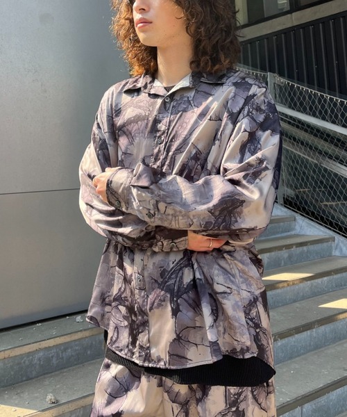 CIAOPANIC（チャオパニック）の「総柄レギュラーカラーシャツ（シャツ/ブラウス・レディース・グレー/ブルー・FREE）」の9枚目の写真