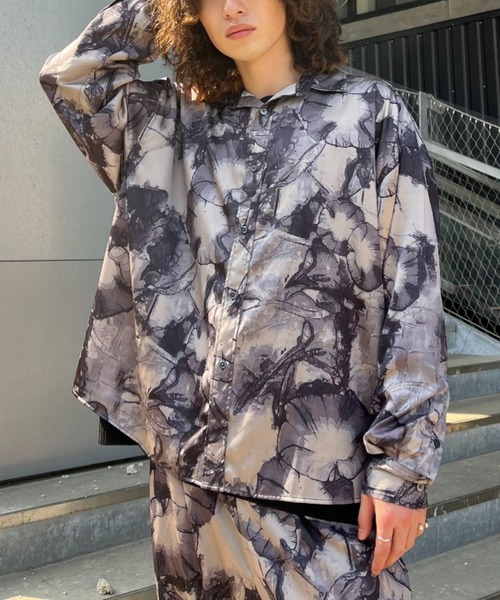 CIAOPANIC（チャオパニック）の「総柄レギュラーカラーシャツ（シャツ/ブラウス・レディース・グレー/ブルー・FREE）」の8枚目の写真