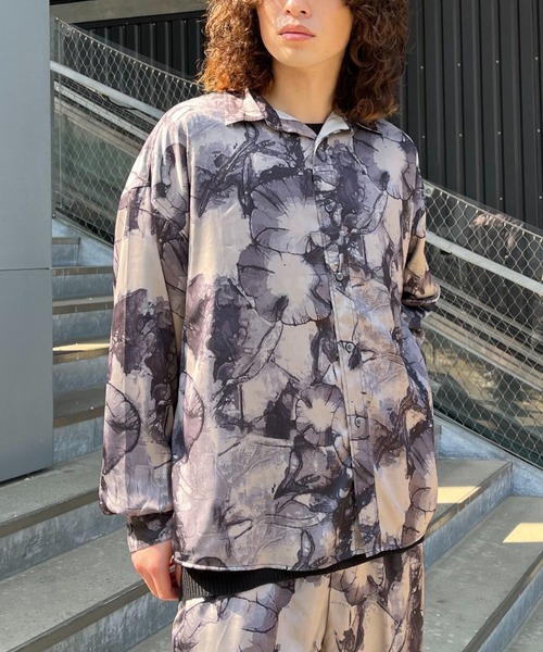 CIAOPANIC（チャオパニック）の「総柄レギュラーカラーシャツ（シャツ/ブラウス・レディース・グレー/ブルー・FREE）」の7枚目の写真