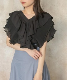 プリーツフリルデザインブラウス