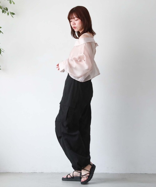 archives(アルシーヴ)の「シアーマルチシャツ×ニットタンクSET(シャツ/ブラウス・レディース・ブラック/ベージュ/オフホワイト/ピンク・MEDIUM)」の10枚目の写真