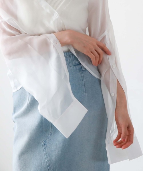 archives(アルシーヴ)の「シアーマルチシャツ×ニットタンクSET(シャツ/ブラウス・レディース・ブラック/ベージュ/オフホワイト/ピンク・MEDIUM)」の13枚目の写真